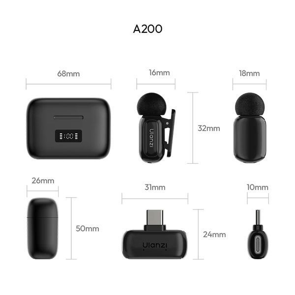 Бездротова мікрофонна система Ulanzi A200 Mini Mic dual-mic (Type-C) Black 680271594 фото
