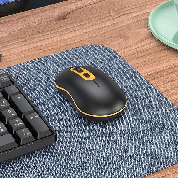 Манипулятор мышь HOCO GM21 Platinum 2.4G business wireless mouse Black Yellow 454482706 фото