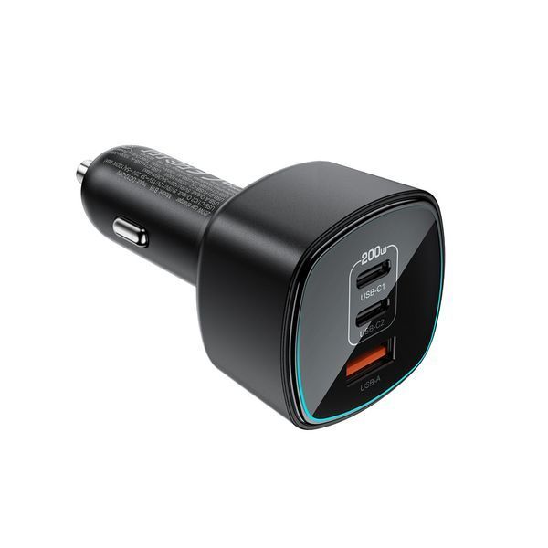 Автомобільний зарядний пристрій ACEFAST B18 200W(2USB-C+USB-A)fast car charger Black 301896812 фото