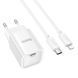 Мережевий зарядний пристрій з кабелем HOCO C148A Charm single port PD30W charger set (C to iP) (EU) White 461655813 фото 6
