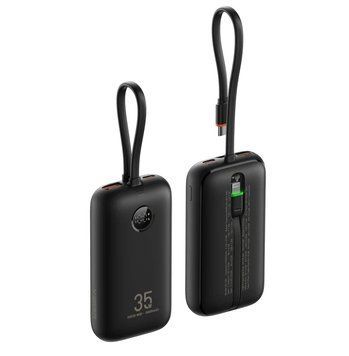 Внешний аккумулятор VEGER 10000 mAh with built-in cables Type C / Lightning PD QC3.0 35W K1 (W1188) black 112367534 фото