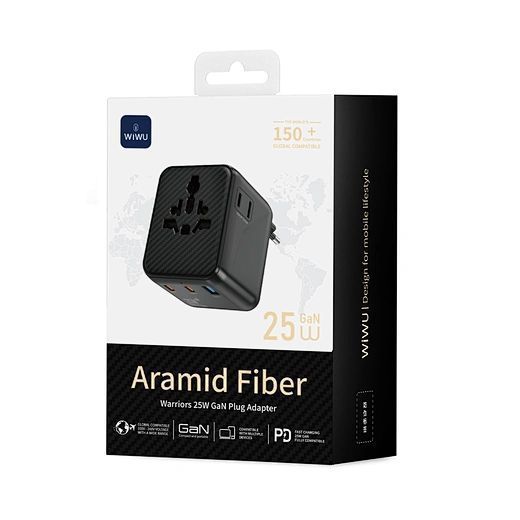 Сетевой фильтр WIWU 25W Warrior GaN Universal Adapter 2C1A Wi-UA011 Black 644853698 фото