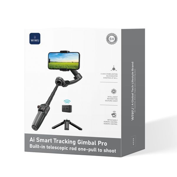 Триосьовий стабілізатор WIWU AI Smart Checking Gimbal PRO Wi-SE016 Black 112168988 фото