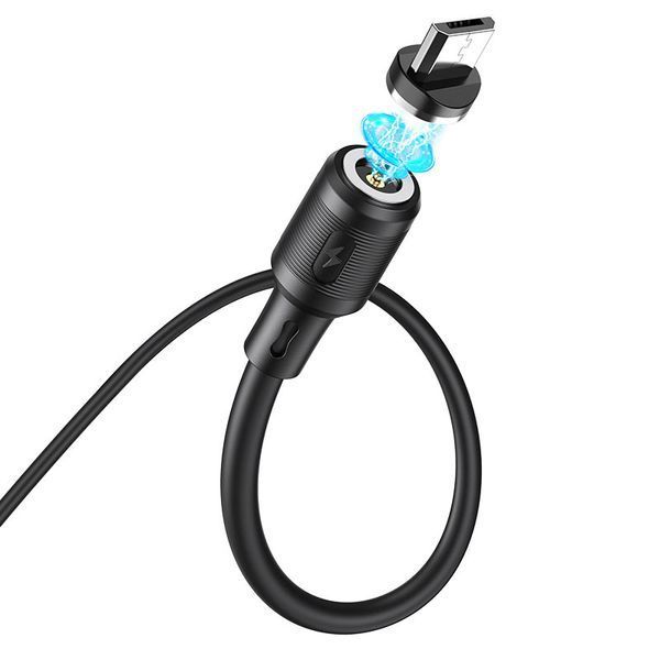 Кабель HOCO X52 USB to Micro 2.4A, 1m, PVC, PVC connectors, magnetic, Black 748675918 фото
