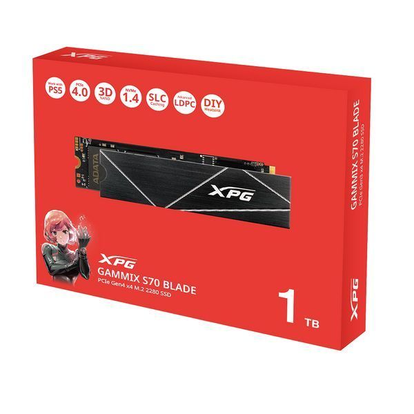 Накопичувач SSD M.2 ADATA GAMMIX S70 BLADE 1TB 2280 PCIe 4x4 NVMe 3D NAND Read/Write:7400/5500 MB/sec 552107842 фото