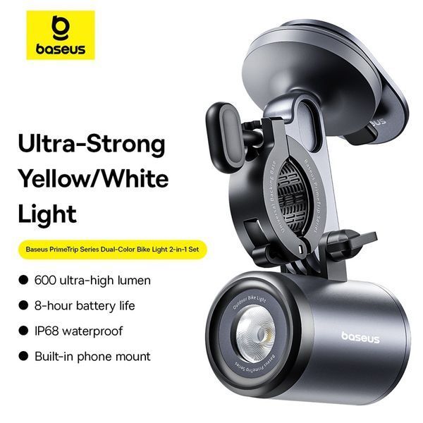Велодержатель для телефона Baseus PrimeTrip Series Dual-Color Bike Light 2-in-1 Set Cosmic Black 141738575 фото