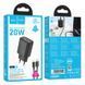 Мережевий зарядний пристрій з кабелем HOCO N61 Gentle PD20W+QC3.0 charger set(C to iP) Black 307357999 фото 2