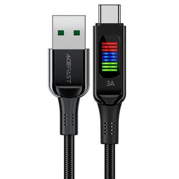 Кабель ACEFAST C7-04 USB to Type-C 3A, 1.2m, nylon, zinc connectors, LED, Black 273357309 фото