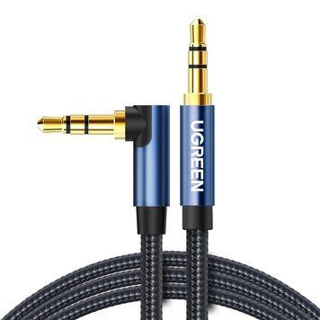 Аудіокабель UGREEN AV112, 3.5mm Male to 3.5mm Male, nylon braid, 2m, Blue 414972722 фото