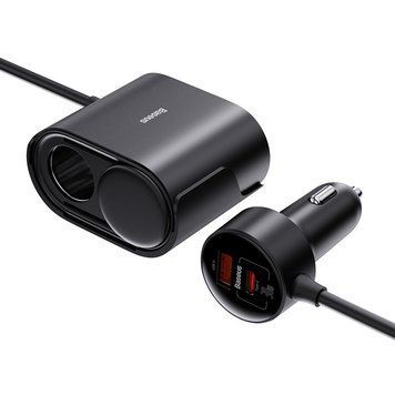 Автомобільний зарядний пристрій Baseus High Efficiency Pro 1-for-2 Car Cigarette Lighter 30W Cosmic Black 793250717 фото