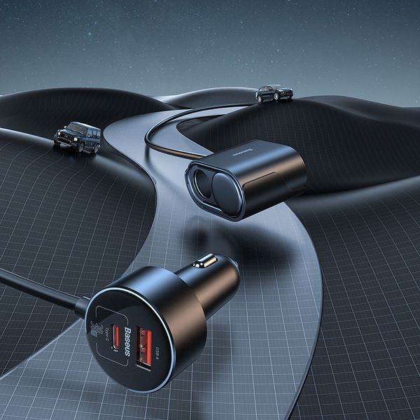 Автомобільний зарядний пристрій Baseus High Efficiency Pro 1-for-2 Car Cigarette Lighter 30W Cosmic Black 793250717 фото