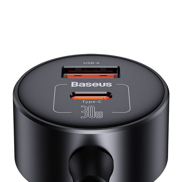 Автомобільний зарядний пристрій Baseus High Efficiency Pro 1-for-2 Car Cigarette Lighter 30W Cosmic Black 793250717 фото