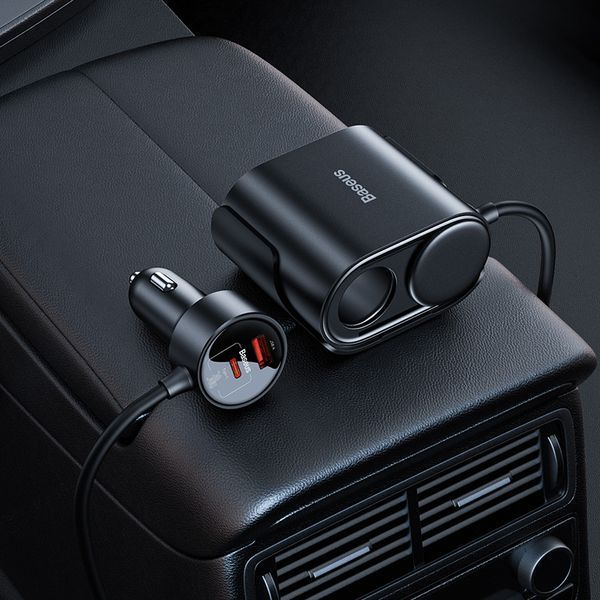 Автомобільний зарядний пристрій Baseus High Efficiency Pro 1-for-2 Car Cigarette Lighter 30W Cosmic Black 793250717 фото