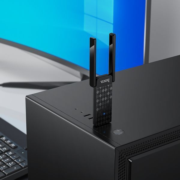 Антена Wi-Fi HOCO HI34 WiFi6 USB external dual antenna wireless network card Black 752342674 фото