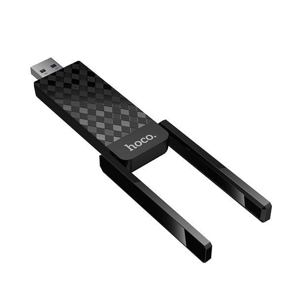 Антена Wi-Fi HOCO HI34 WiFi6 USB external dual antenna wireless network card Black 752342674 фото