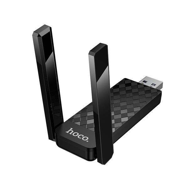 Антена Wi-Fi HOCO HI34 WiFi6 USB external dual antenna wireless network card Black 752342674 фото
