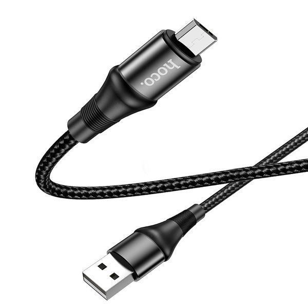 Кабель HOCO X50 USB to Micro 2.4A, 1m, nylon, aluminum connectors, Black 968452255 фото