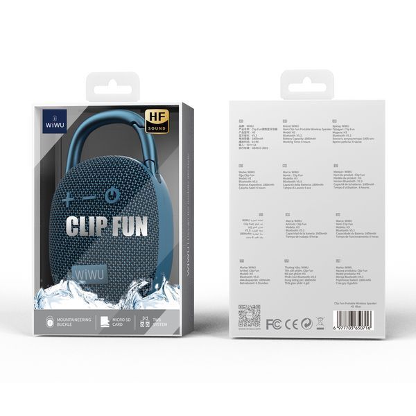 Портативна колонка WIWU H3 Clip Fun Portable 5W, IPX5, Blue 154401498 фото