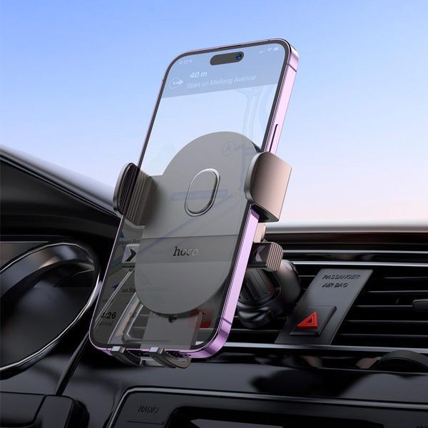 Автодержатель для телефона HOCO H18 Mighty one-button car holder(air outlet) Black 309132079 фото