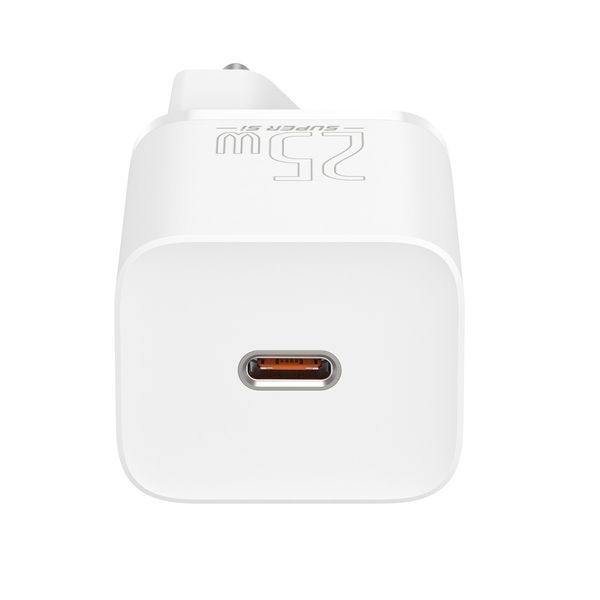 Мережевий зарядний пристрій з кабелем Baseus Super Si Quick Charger 1C 25W EU Sets White（ Mini White Cable Type-C to Type-C 3A 1m White） 635614979 фото
