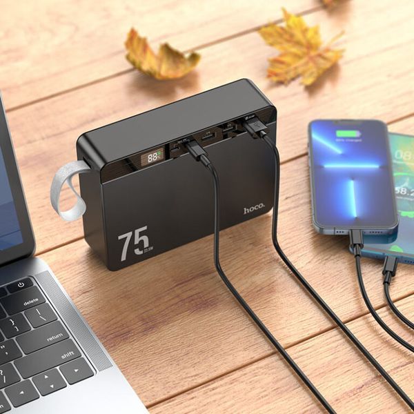 Зовнішній акумулятор HOCO J94 Overlord 22.5W fully compatible power bank(75000mAh) Black 302098269 фото
