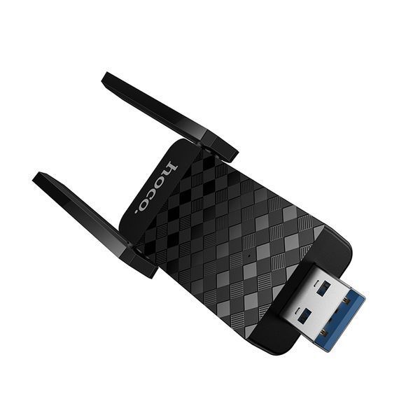Антена Wi-Fi HOCO HI34 WiFi6 USB external dual antenna wireless network card Black 752342674 фото