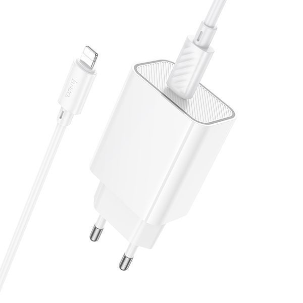 Сетевое зарядное устройство с кабелем HOCO C143A Benefit single port PD20W charger set(C to iP) White 106178432 фото