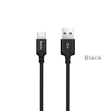 Кабель HOCO X14 USB to Type-C 3A, 1m, nylon, aluminum connectors, Black 595215807 фото