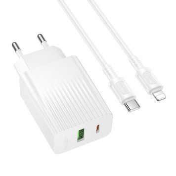 Мережевий зарядний пристрій з кабелем BOROFONE BAS76A Source PD30W+QC3.0 charger set(C to iP) White 962495361 фото