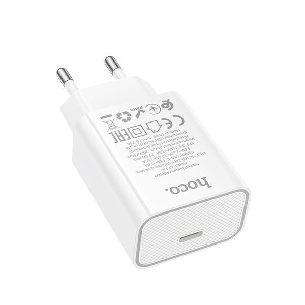 Мережевий зарядний пристрій HOCO C143A Benefit single port PD20W charger White 905649732 фото