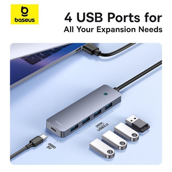 USB-хаб Baseus UltraJoy Series 4-Port HUB Lite 50cm Space Grey（USBA to USB3.0*4+Type-C5V） 778381228 фото