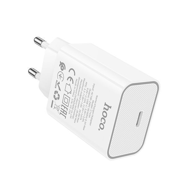 Мережевий зарядний пристрій HOCO C143A Benefit single port PD20W charger White 905649732 фото