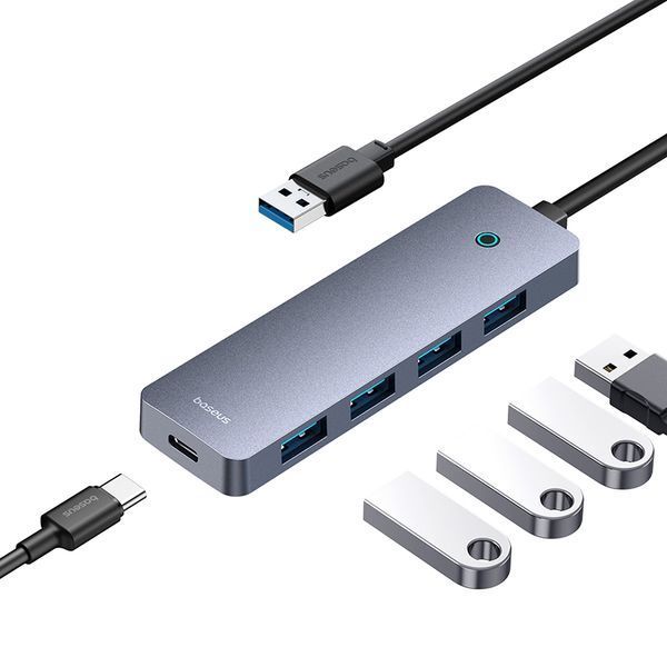 USB-хаб Baseus UltraJoy Series 4-Port HUB Lite 50cm Space Grey（USBA to USB3.0*4+Type-C5V） 778381228 фото