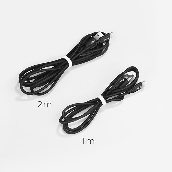 Кабель HOCO X14 USB to Type-C 3A, 1m, nylon, aluminum connectors, Black 595215807 фото