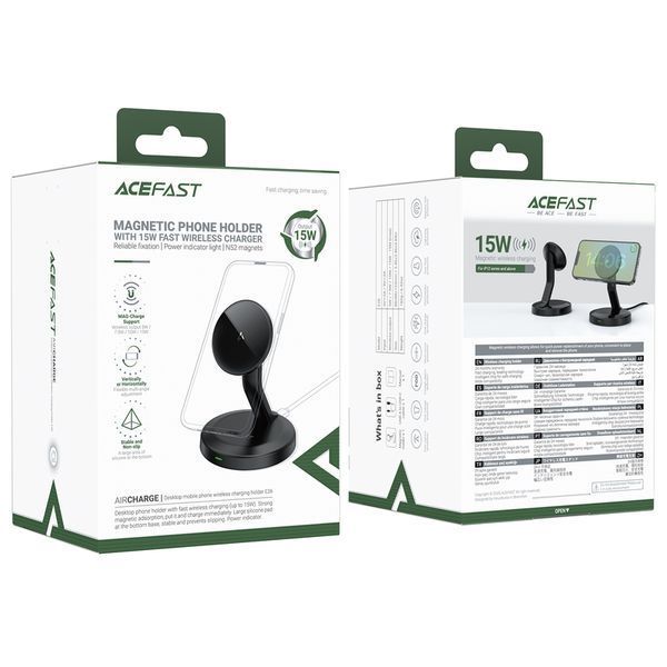 Беспроводное мультизарядное устройство ACEFAST E26 desktop mobile phone wireless charging holder Black 832425016 фото