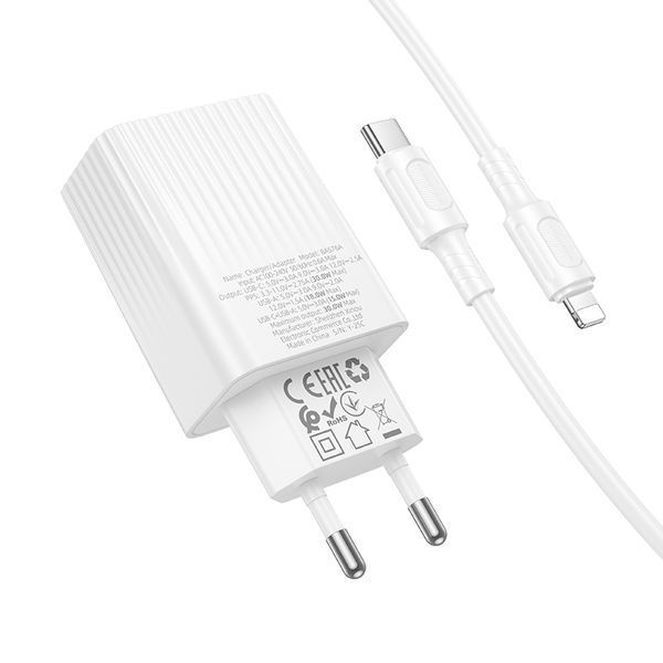 Мережевий зарядний пристрій з кабелем BOROFONE BAS76A Source PD30W+QC3.0 charger set(C to iP) White 962495361 фото
