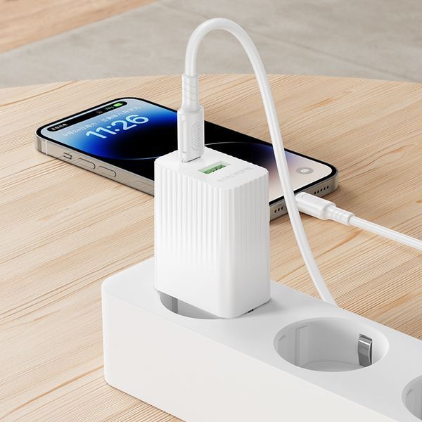 Мережевий зарядний пристрій з кабелем BOROFONE BAS76A Source PD30W+QC3.0 charger set(C to iP) White 962495361 фото