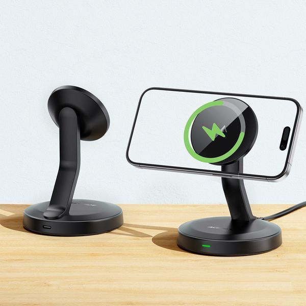 Беспроводное мультизарядное устройство ACEFAST E26 desktop mobile phone wireless charging holder Black 832425016 фото