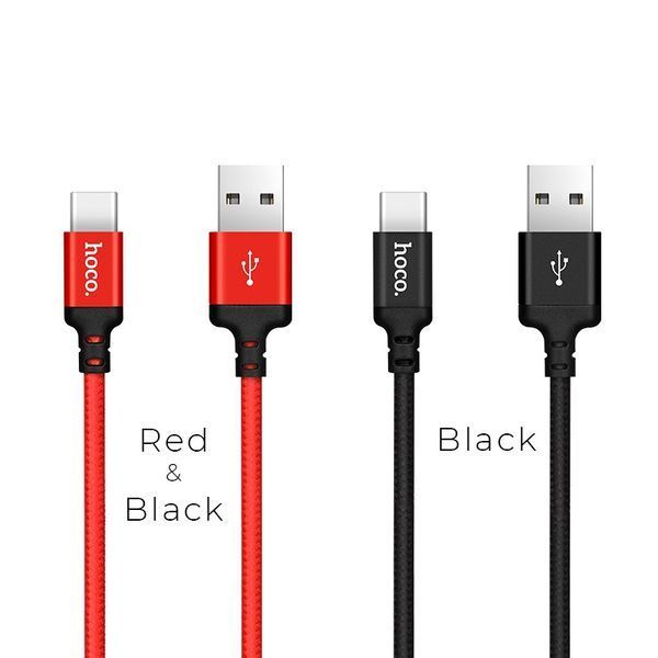 Кабель HOCO X14 USB to Type-C 3A, 1m, nylon, aluminum connectors, Black 595215807 фото