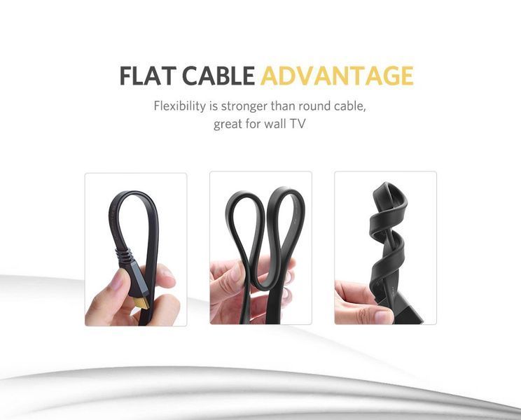 Кабель UGREEN ED015 HDMI Flat Cable 2m (UGR-70159) 980357687 фото
