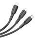 Кабель BOROFONE BX71 USB to iP+Type-C+Micro 2A, 1m, PVC, PVC connectors, Black 102452589 фото 1