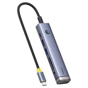USB-хаб Baseus UltraJoy Series 7-Port HUB AIR Space Grey (Type-C to HDMI4K@60Hz*1+USB3.0*2+PD*1+SD/TF3.0*1+3.5mm*1) 224523697 фото