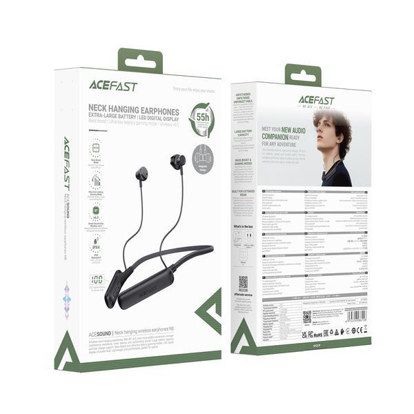 Бездротові спортивні навушники ACEFAST N8 neck hanging wireless earphones Black 590946814 фото