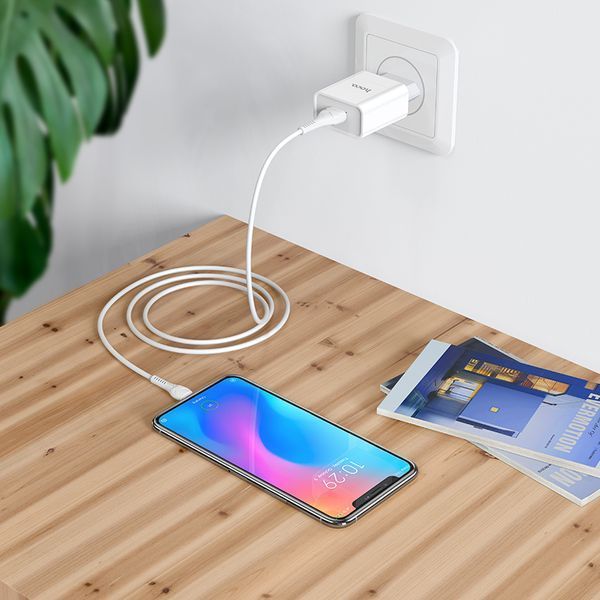 Мережевий зарядний пристрій з кабелем HOCO C81A Asombroso single port charger set(Type-C) White 151859285 фото