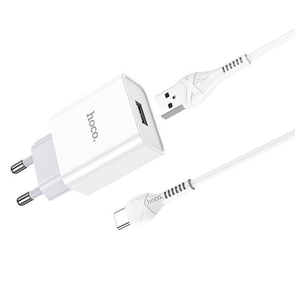 Мережевий зарядний пристрій з кабелем HOCO C81A Asombroso single port charger set(Type-C) White 151859285 фото