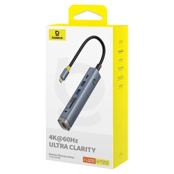 USB-хаб Baseus UltraJoy Series 7-Port HUB AIR Space Grey (Type-C to HDMI4K@60Hz*1+USB3.0*2+PD*1+SD/TF3.0*1+3.5mm*1) 224523697 фото