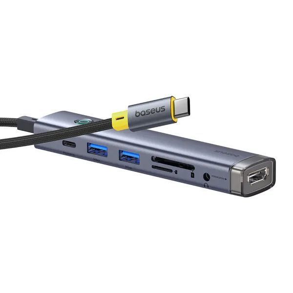USB-хаб Baseus UltraJoy Series 7-Port HUB AIR Space Grey (Type-C to HDMI4K@60Hz*1+USB3.0*2+PD*1+SD/TF3.0*1+3.5mm*1) 224523697 фото