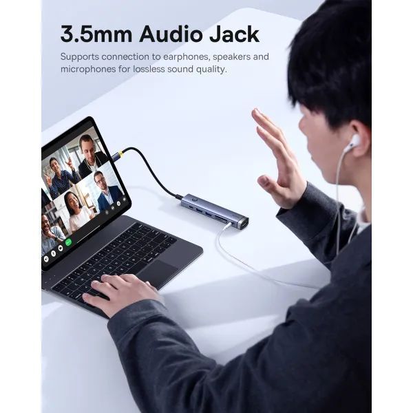 USB-хаб Baseus UltraJoy Series 7-Port HUB AIR Space Grey (Type-C to HDMI4K@60Hz*1+USB3.0*2+PD*1+SD/TF3.0*1+3.5mm*1) 224523697 фото