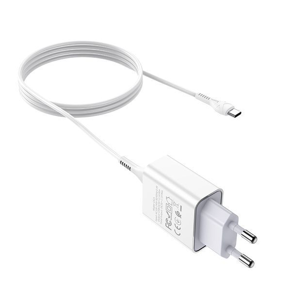 Мережевий зарядний пристрій з кабелем HOCO C81A Asombroso single port charger set(Type-C) White 151859285 фото