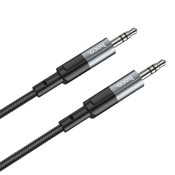 Аудіокабель HOCO UPA23 3.5mm male to 3.5mm male, nylon braid, 1m Metal Gray 901027716 фото